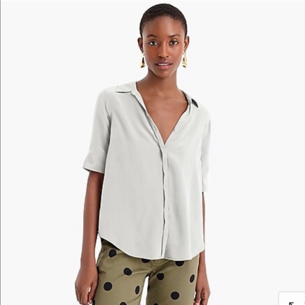 NWOT JCrew silk short sleeve light grey Sz XS
